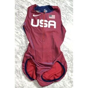 Nike Pro Elite Team USA Track Singlet Speed Suit Red Blue CT3507-602 Women's XS